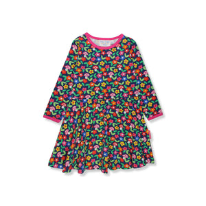 Organic Flower Print Long Sleeved Skater Dress-Toby Tiger-Modern Rascals