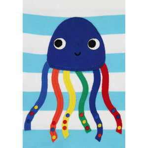 Organic Jellyfish Applique Short Sleeve Shirt - 2 Left Size 3-4 & 6-7 years-Toby Tiger-Modern Rascals