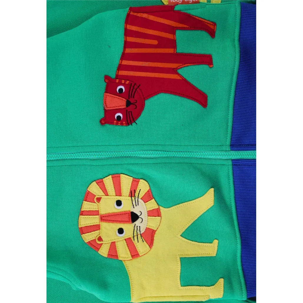 Organic Lion and Tiger Applique Hoodie - 1 Left Size 6-7 years-Toby Tiger-Modern Rascals