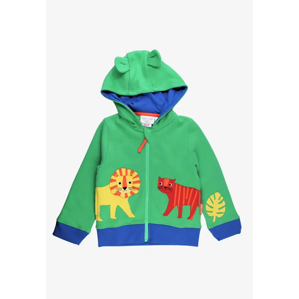 Organic Lion and Tiger Applique Hoodie - 1 Left Size 6-7 years-Toby Tiger-Modern Rascals