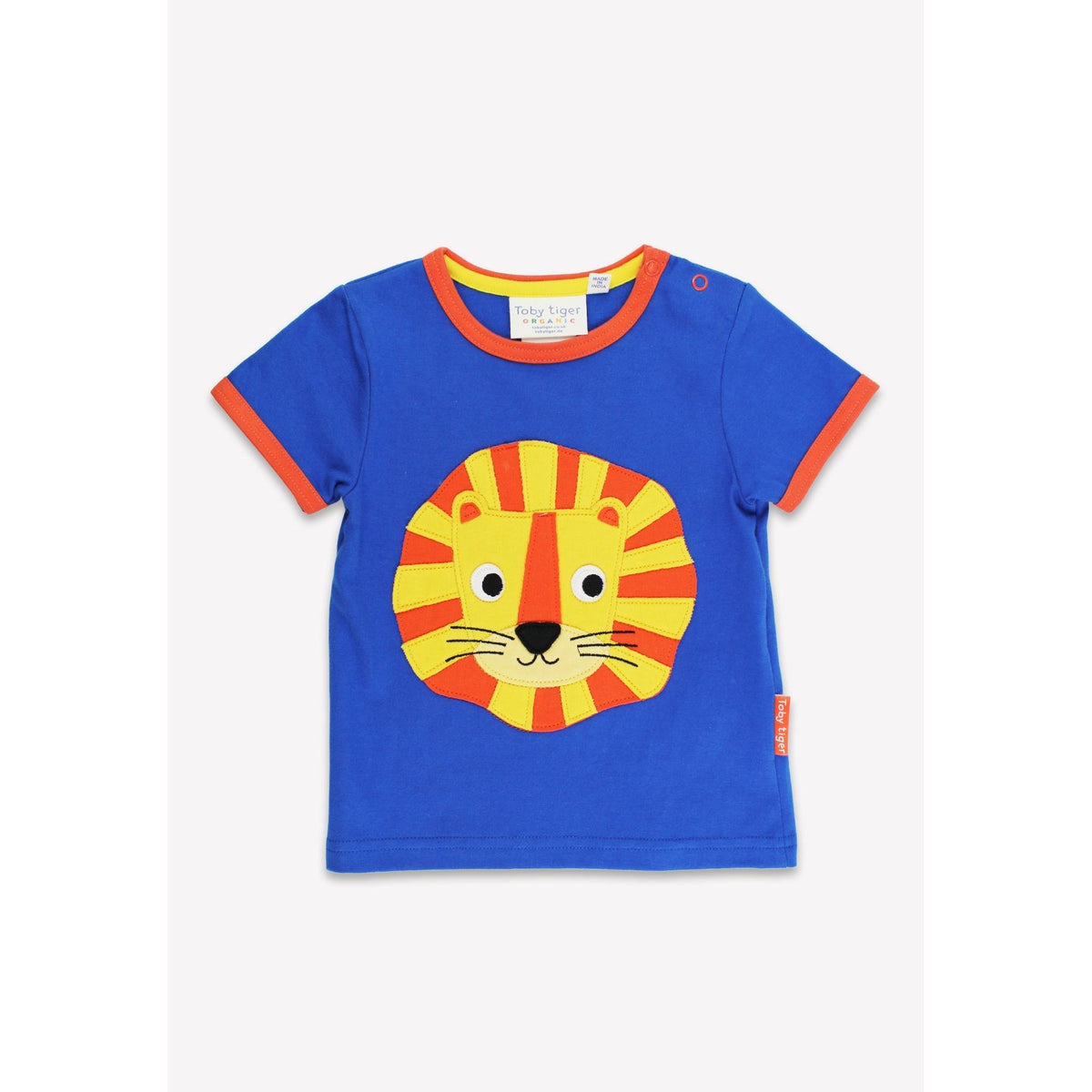 Organic Lion Head Applique Short Sleeve Shirt - 2 Left Size 5-6 & 7-8 years-Toby Tiger-Modern Rascals