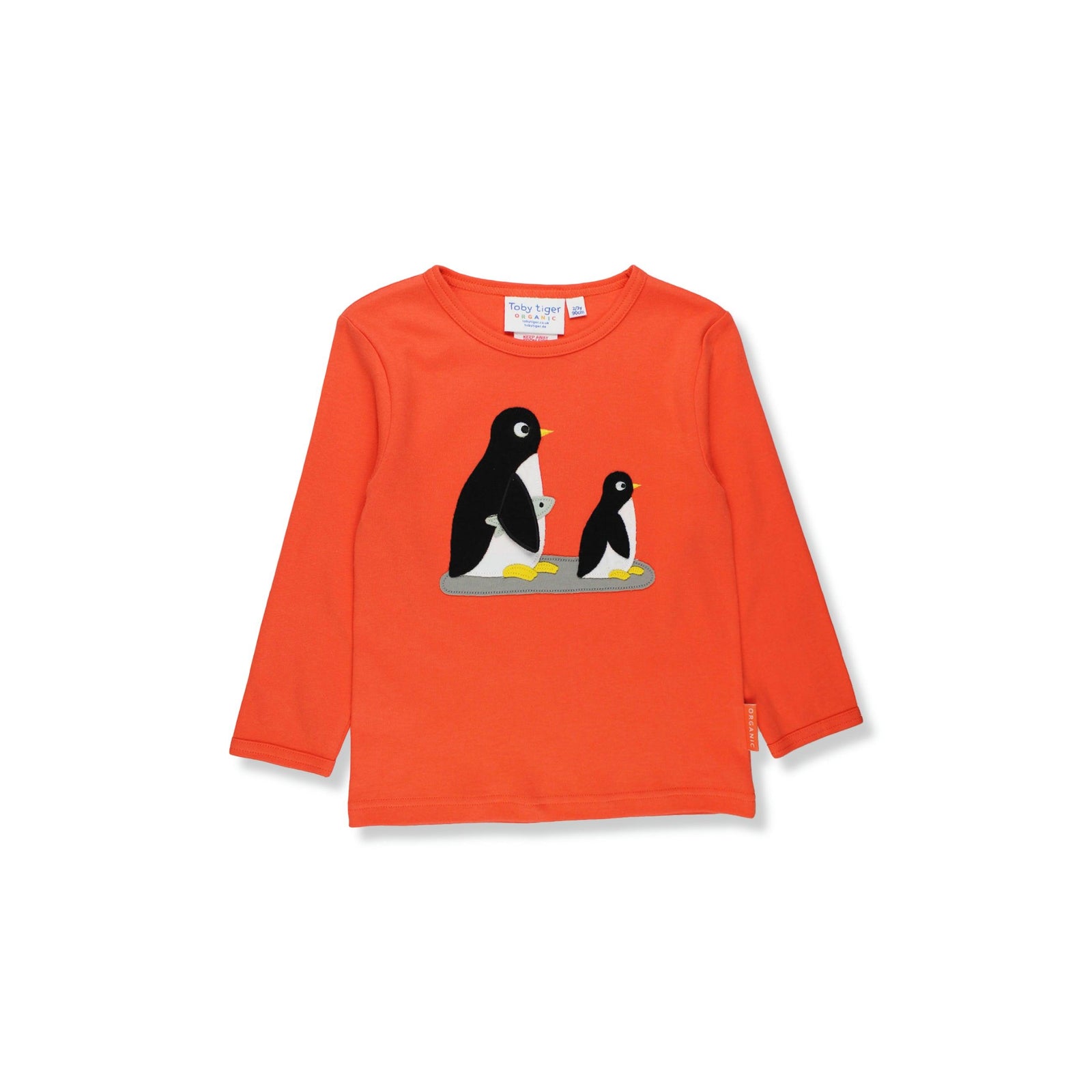 Organic Penguin Applique Long Sleeve Shirt-Toby Tiger-Modern Rascals
