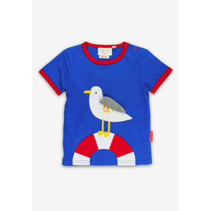 Organic Seagull Harbour Applique Short Sleeve Shirt-Toby Tiger-Modern Rascals