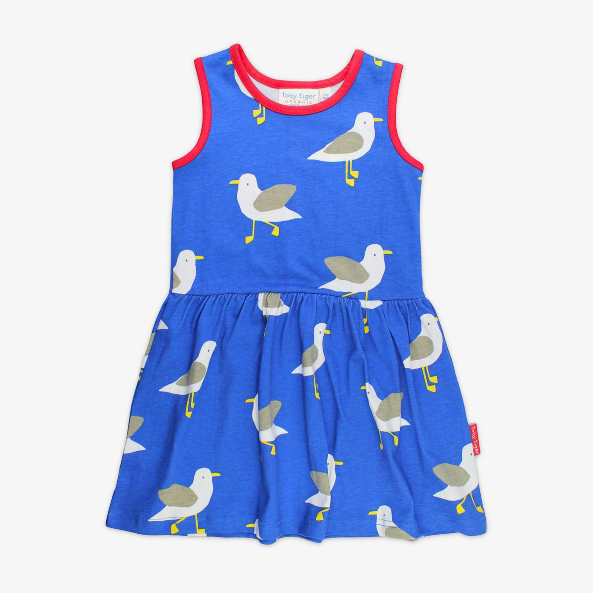 Organic Seagull Harbour Print Summer Dress - 1 Left Size 7-8 years-Toby Tiger-Modern Rascals
