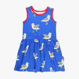 Organic Seagull Harbour Print Summer Dress - 1 Left Size 7-8 years-Toby Tiger-Modern Rascals