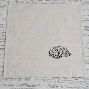 Organic Sleeping Cat Cloth Napkins Set of 4 - Black-Hearth and Harrow-Modern Rascals