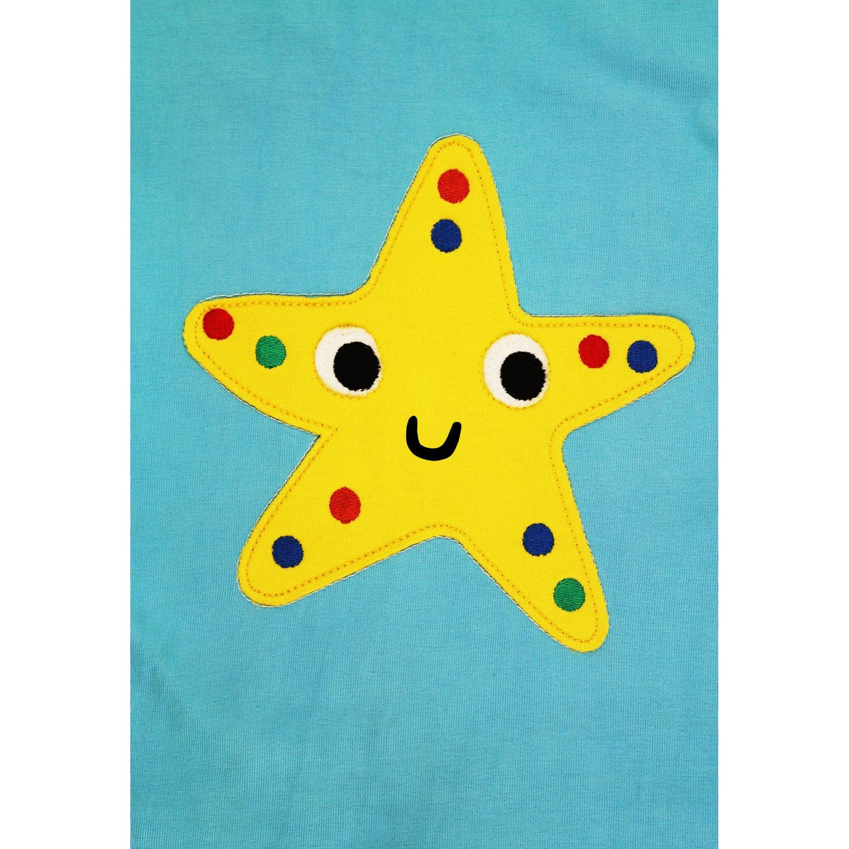Organic Starfish Applique Short Sleeve Shirt-Toby Tiger-Modern Rascals