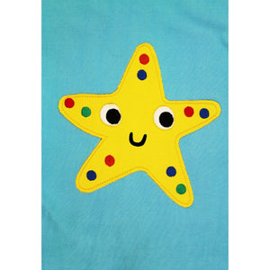 Organic Starfish Applique Short Sleeve Shirt-Toby Tiger-Modern Rascals
