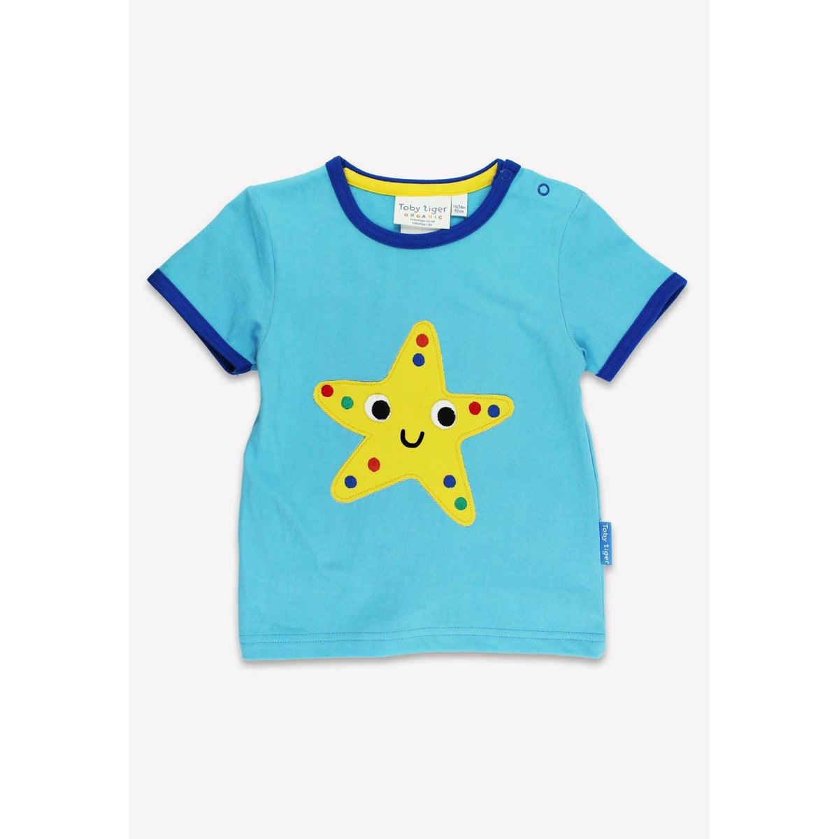Organic Starfish Applique Short Sleeve Shirt-Toby Tiger-Modern Rascals