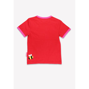 Organic Sunflower Bee Applique Short Sleeve Shirt-Toby Tiger-Modern Rascals