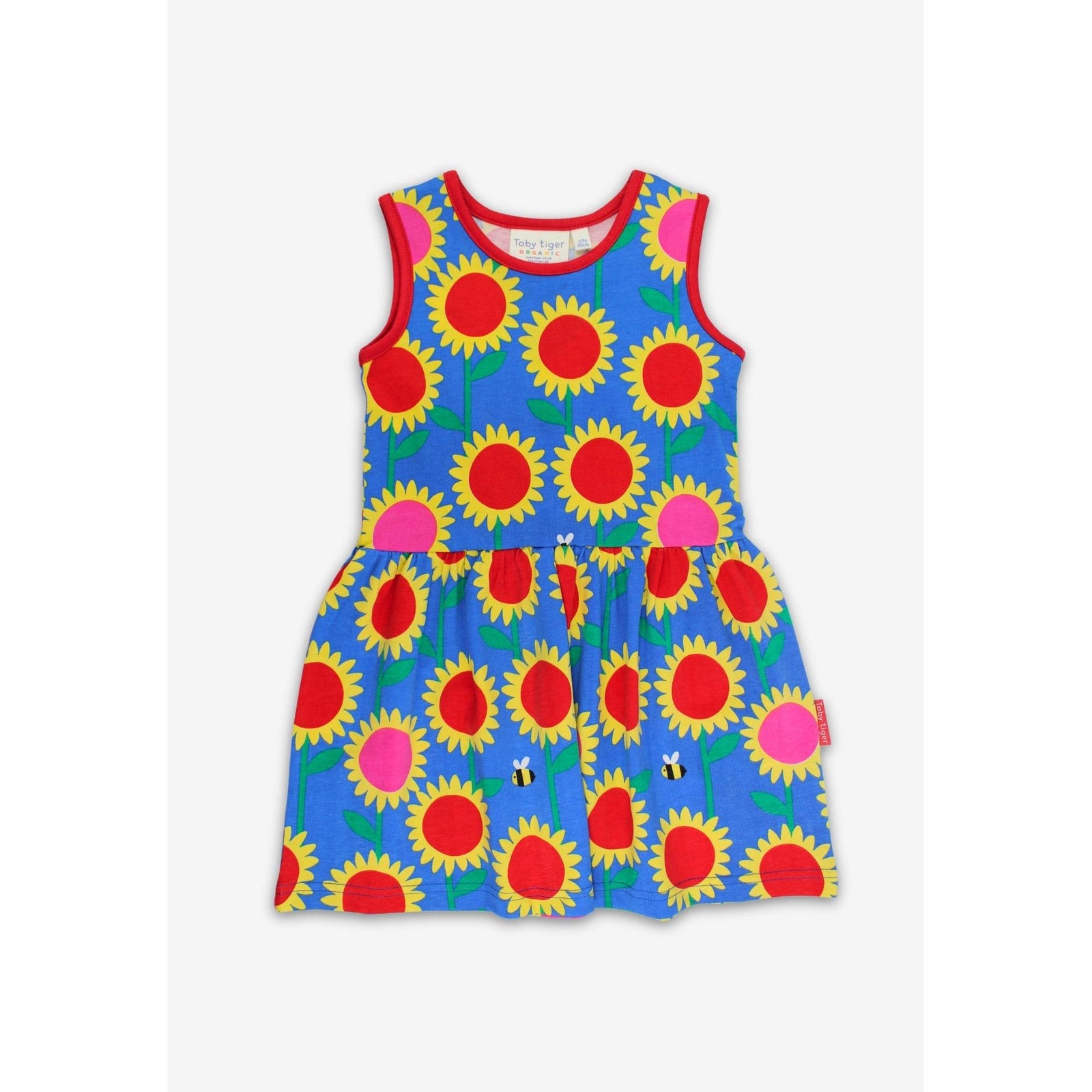 Organic Sunflower Bee Print Summer Dress - 2 Left Size 2-3 & 3-4 years-Toby Tiger-Modern Rascals