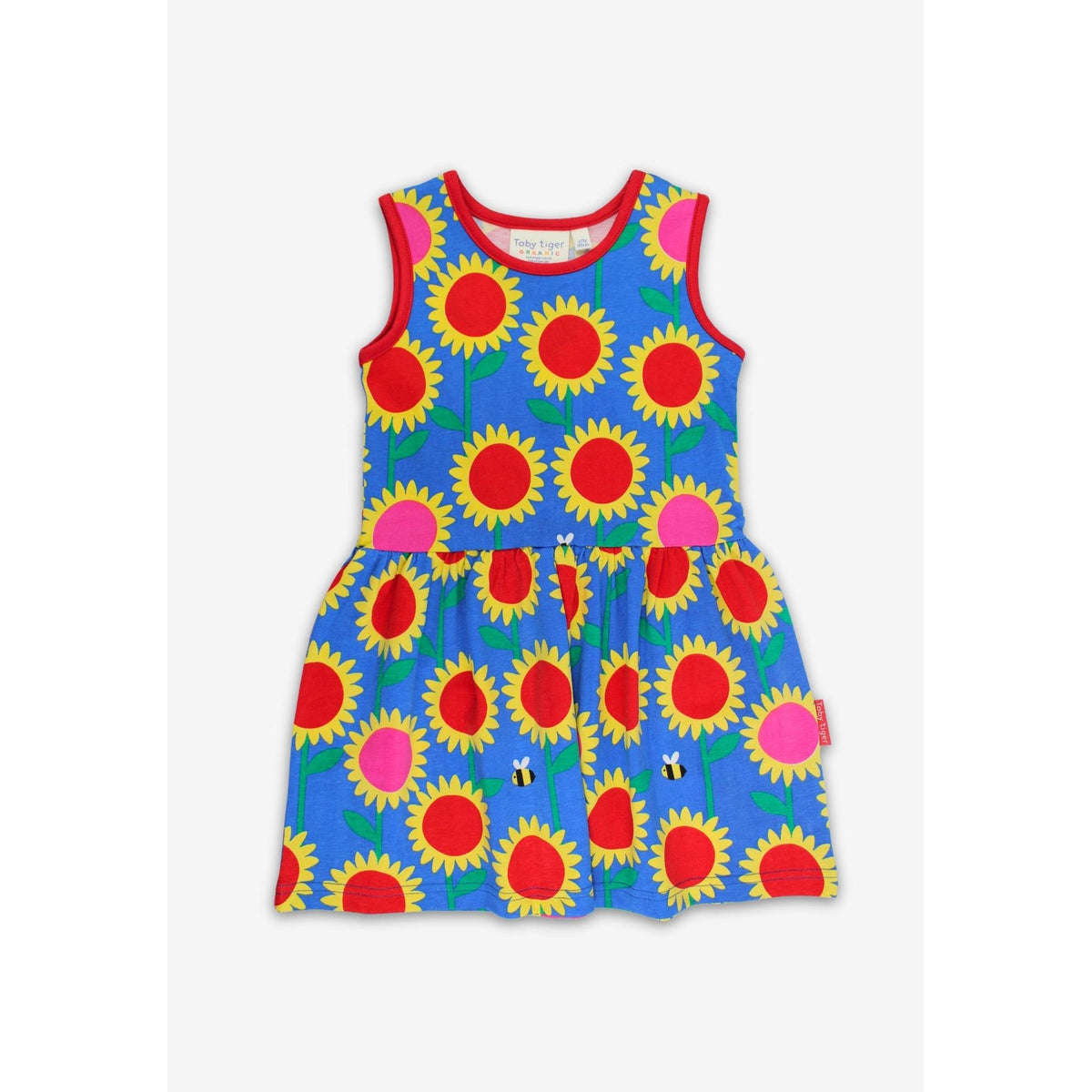 Organic Sunflower Bee Print Summer Dress-Toby Tiger-Modern Rascals