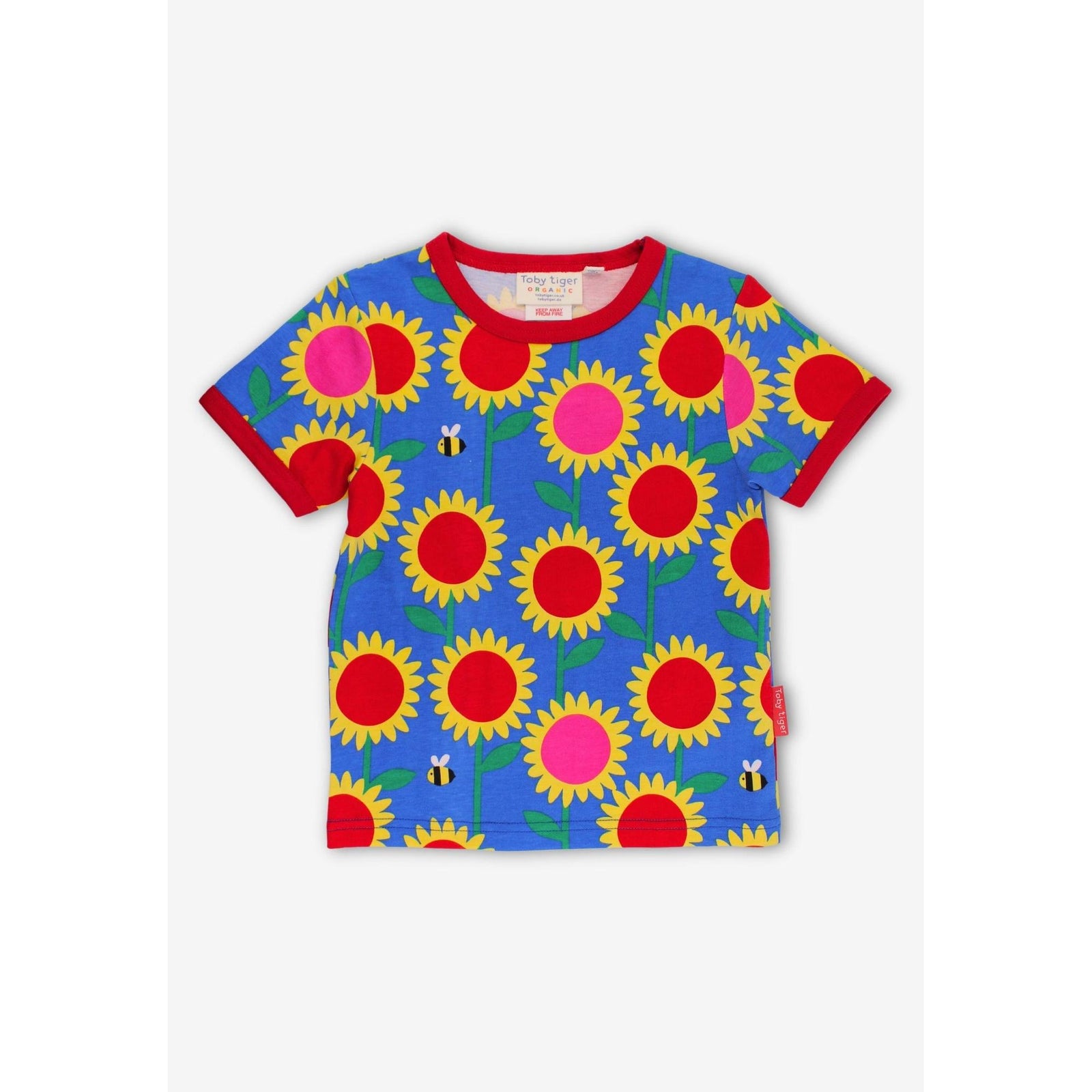 Organic Sunflower Bee Printed Short Sleeve Shirt - 1 Left Size 2-3 years-Toby Tiger-Modern Rascals