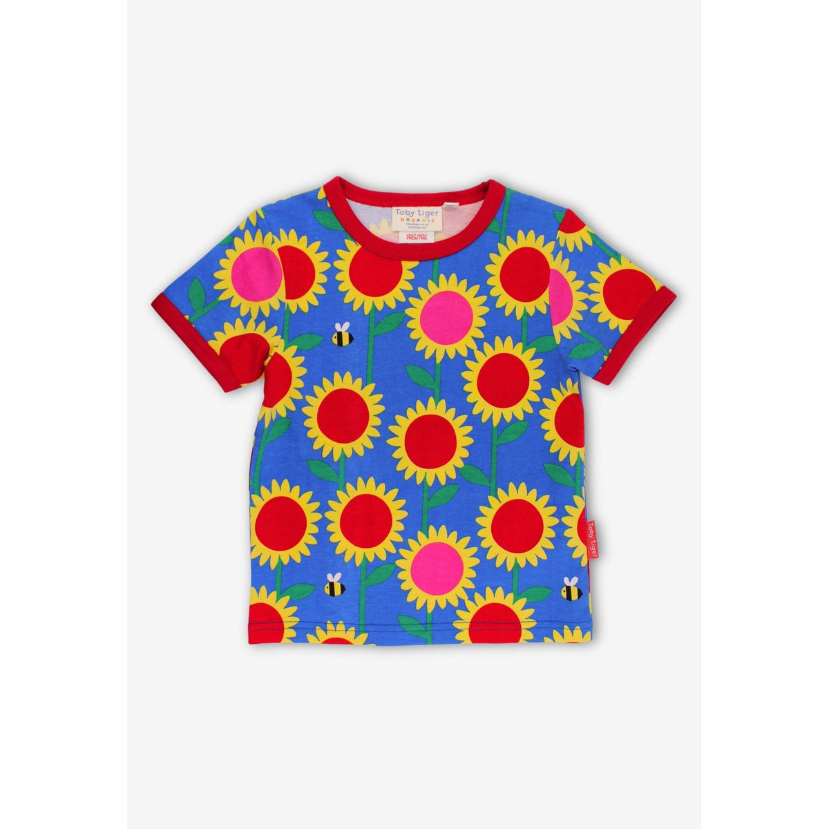 Organic Sunflower Bee Printed Short Sleeve Shirt-Toby Tiger-Modern Rascals