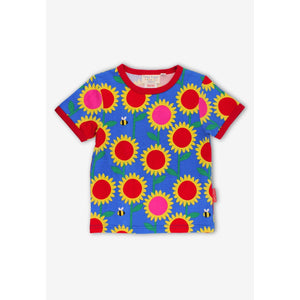 Organic Sunflower Bee Printed Short Sleeve Shirt-Toby Tiger-Modern Rascals