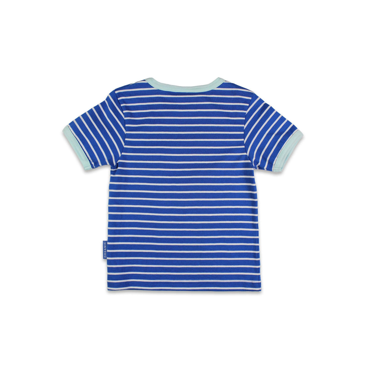 Organic Whale Waves Applique Short Sleeved Shirt - 1 Left Size 6-7 years-Toby Tiger-Modern Rascals