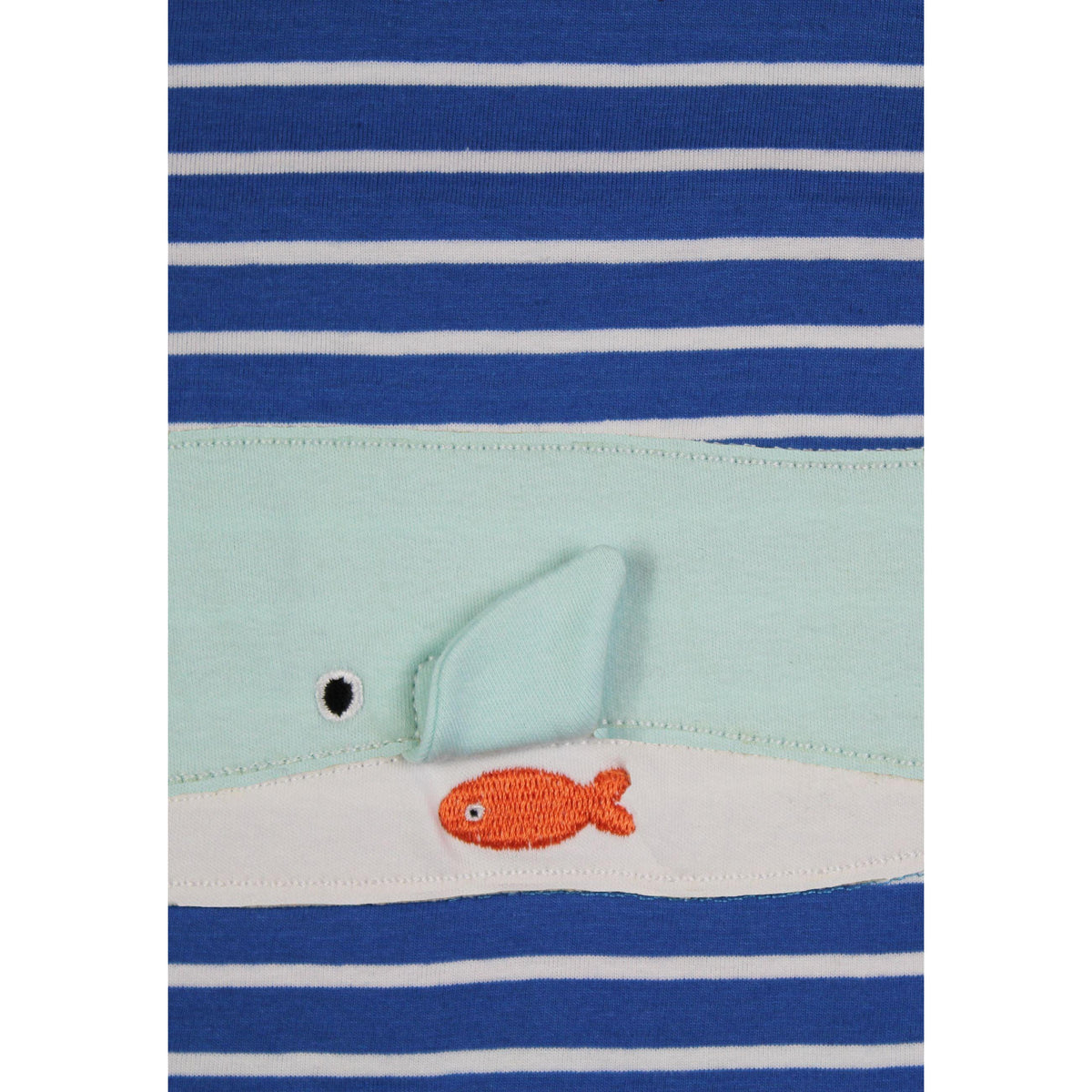 Organic Whale Waves Applique Short Sleeved Shirt - 1 Left Size 6-7 years-Toby Tiger-Modern Rascals