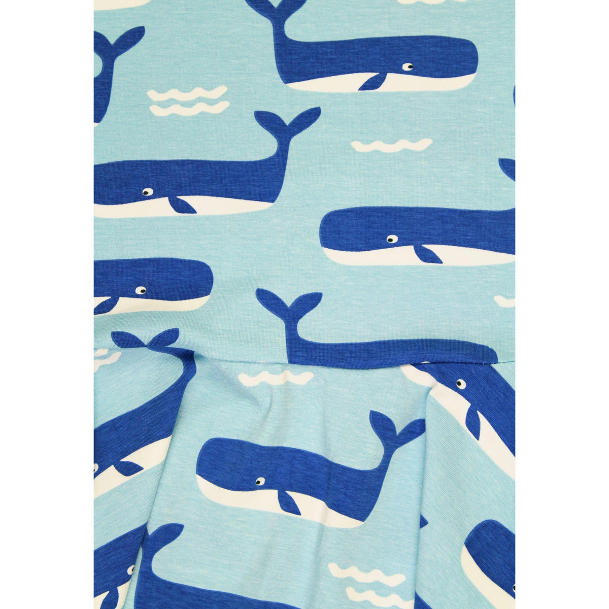 Organic Whale Waves Print Short Sleeved Skater Dress - 2 Left Size 2-3 & 3-4 years-Toby Tiger-Modern Rascals
