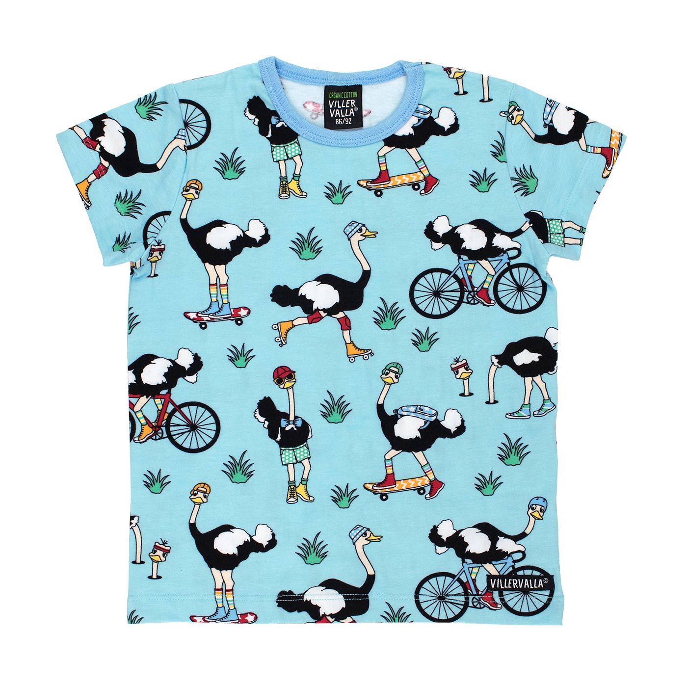 Ostrich Short Sleeve Shirt in Light Bay - 1 Left Size 9-10 years-Villervalla-Modern Rascals