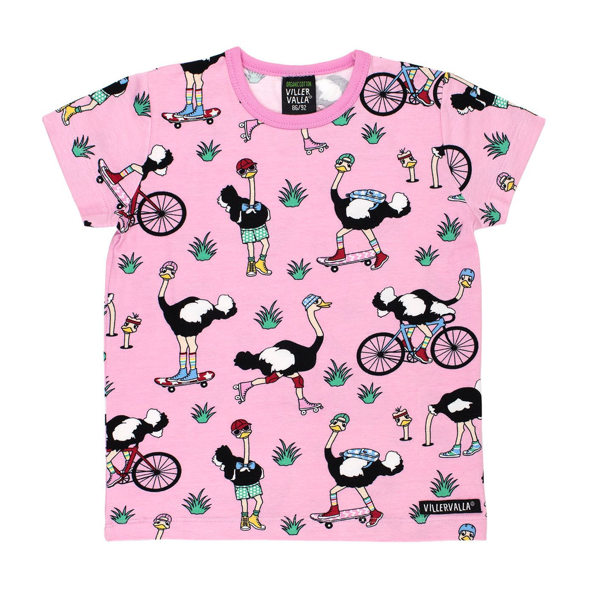 Ostrich Short Sleeve Shirt in Light Blossom - 1 Left Size 18-24 months-Villervalla-Modern Rascals