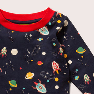 Outer Space Long Sleeve Shirt - 1 Left Size 5-6 years-Little Green Radicals-Modern Rascals