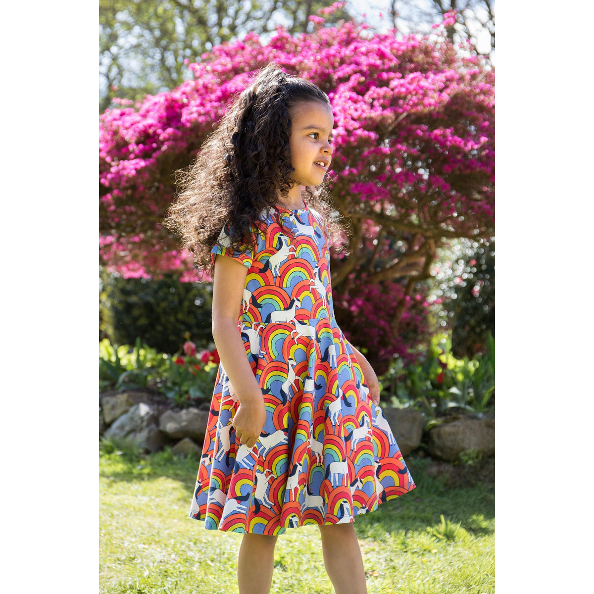 Over The Rainbow Spring Skater Dress - 1 Left Size 9-10 years-Frugi-Modern Rascals