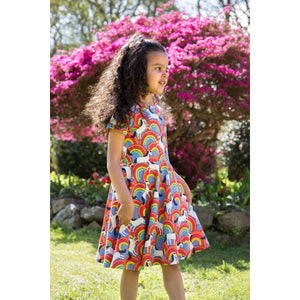 Over The Rainbow Spring Skater Dress - 2 Left Size 8-9 & 9-10 years-Frugi-Modern Rascals
