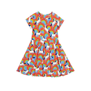 Over The Rainbow Spring Skater Dress - 2 Left Size 8-9 & 9-10 years-Frugi-Modern Rascals