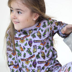 Owls Long Sleeve Shirt in Orchid Petal - 1 Left Size 3-4 years-Smafolk-Modern Rascals