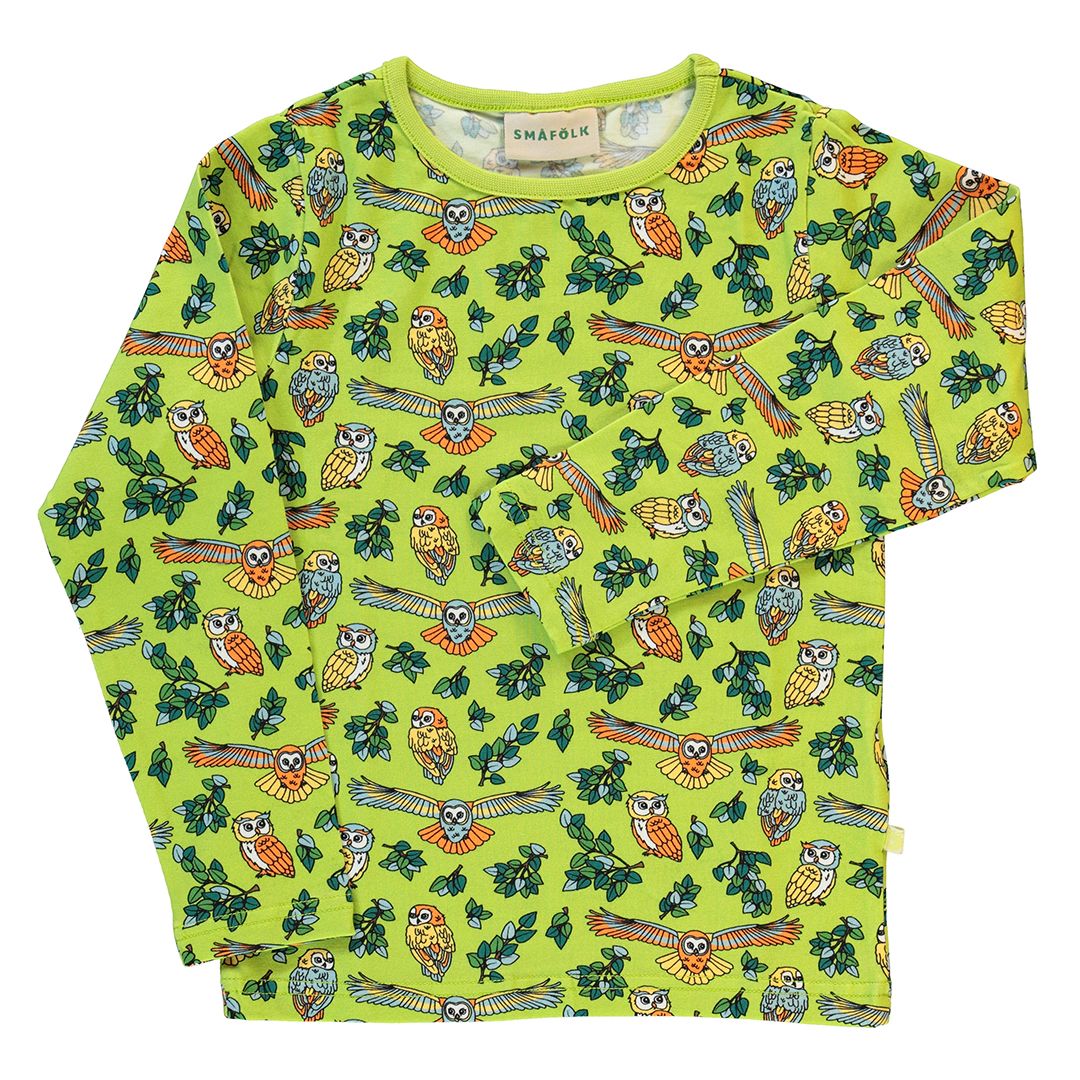 Owls Long Sleeve Shirt in Pear Green - 1 Left Size 5-6 years-Smafolk-Modern Rascals