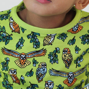 Owls Long Sleeve Shirt in Pear Green-Smafolk-Modern Rascals