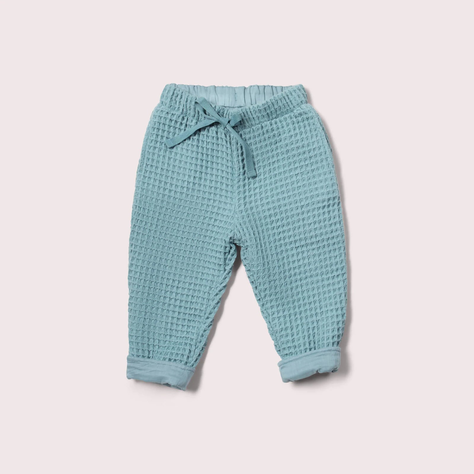 Pale Blue Chunky Waffle Comfy Trousers - 1 Left Size 5-6 years-Little Green Radicals-Modern Rascals