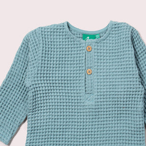 Pale Blue Chunky Waffle Long Sleeve Shirt-Little Green Radicals-Modern Rascals
