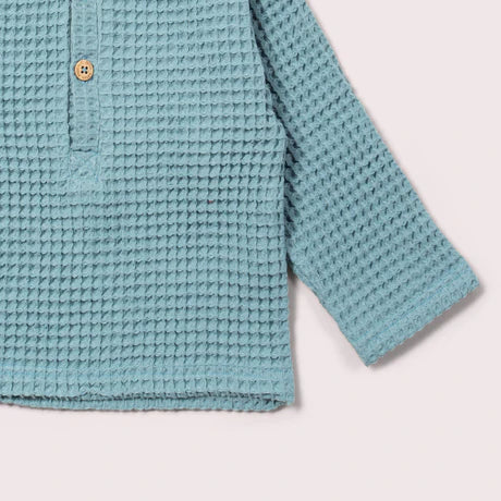 Pale Blue Chunky Waffle Long Sleeve Shirt-Little Green Radicals-Modern Rascals