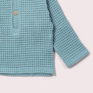 Pale Blue Chunky Waffle Long Sleeve Shirt-Little Green Radicals-Modern Rascals