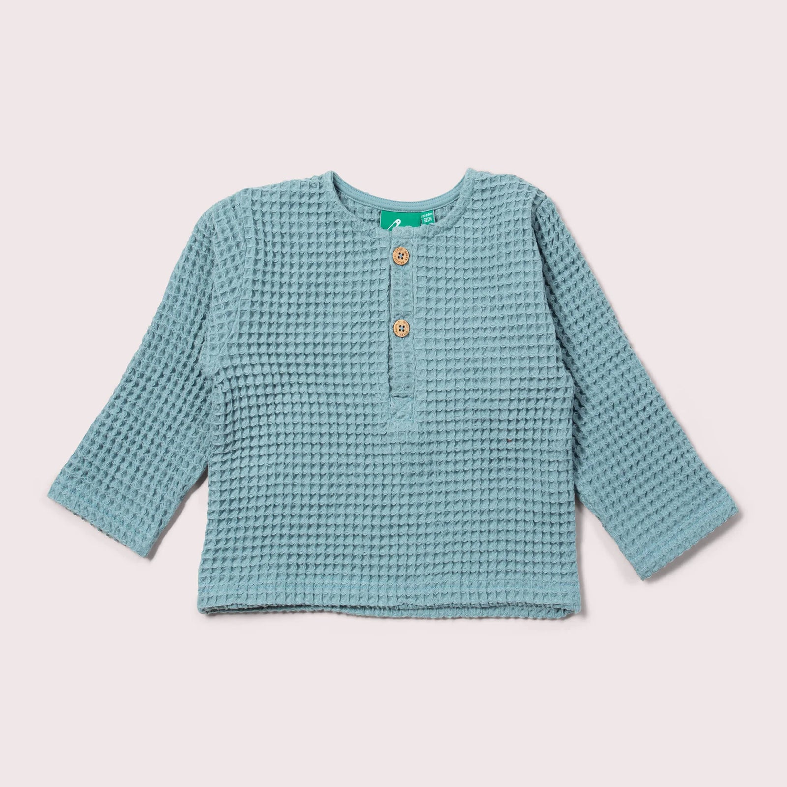 Pale Blue Chunky Waffle Long Sleeve Shirt-Little Green Radicals-Modern Rascals