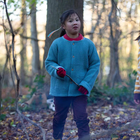 Pale Blue Chunky Waffle Relaxed Jacket-Little Green Radicals-Modern Rascals