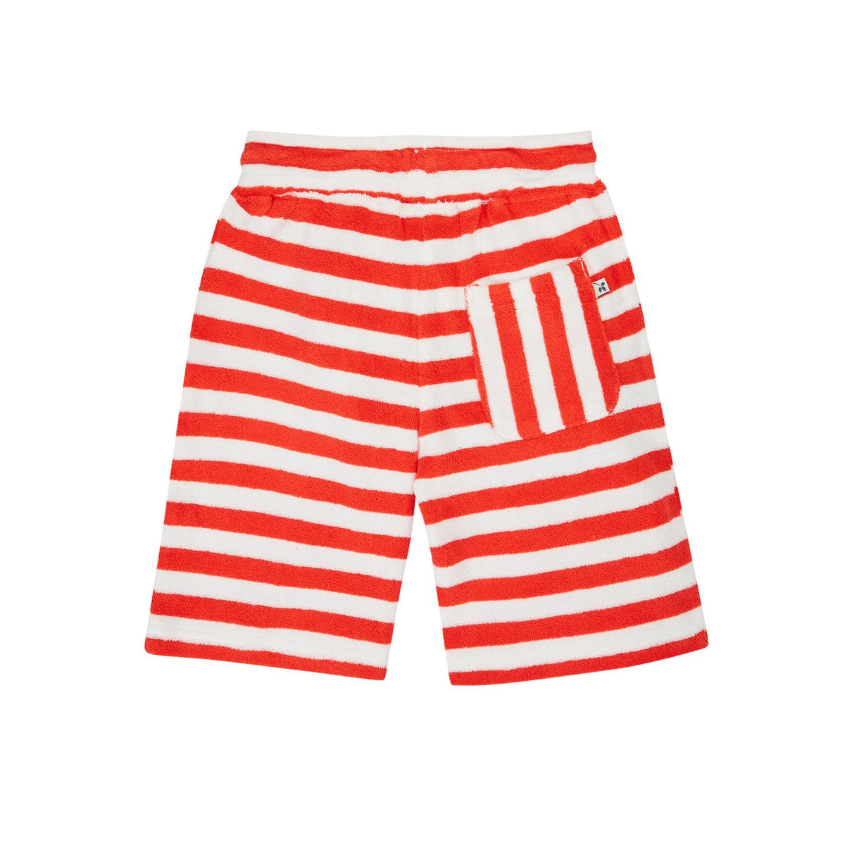 Papaya Stripe Beach Towelling Shorts-Frugi-Modern Rascals
