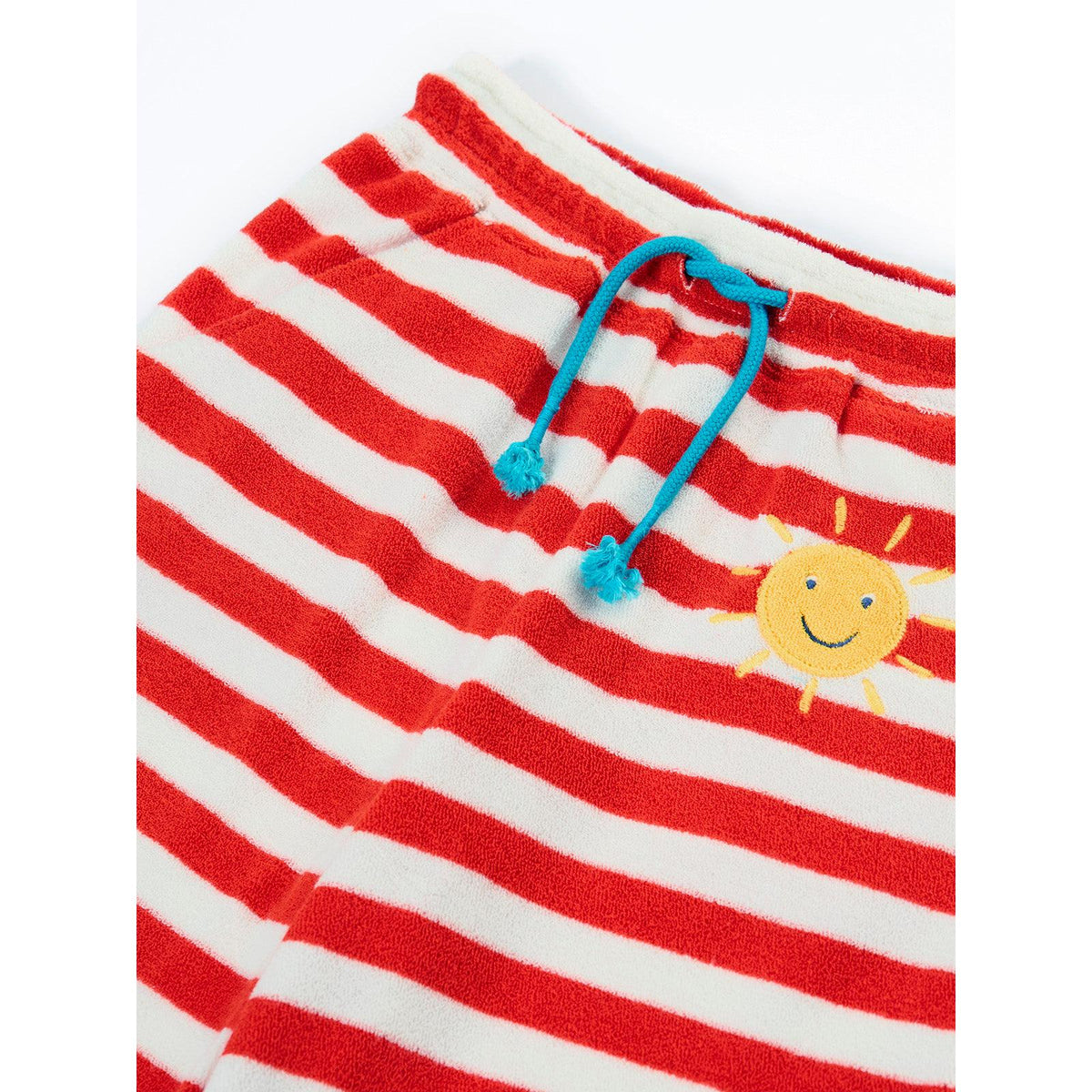 Papaya Stripe/Sun Cove Towelling Trousers-Frugi-Modern Rascals