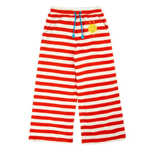 Papaya Stripe/Sun Cove Towelling Trousers-Frugi-Modern Rascals