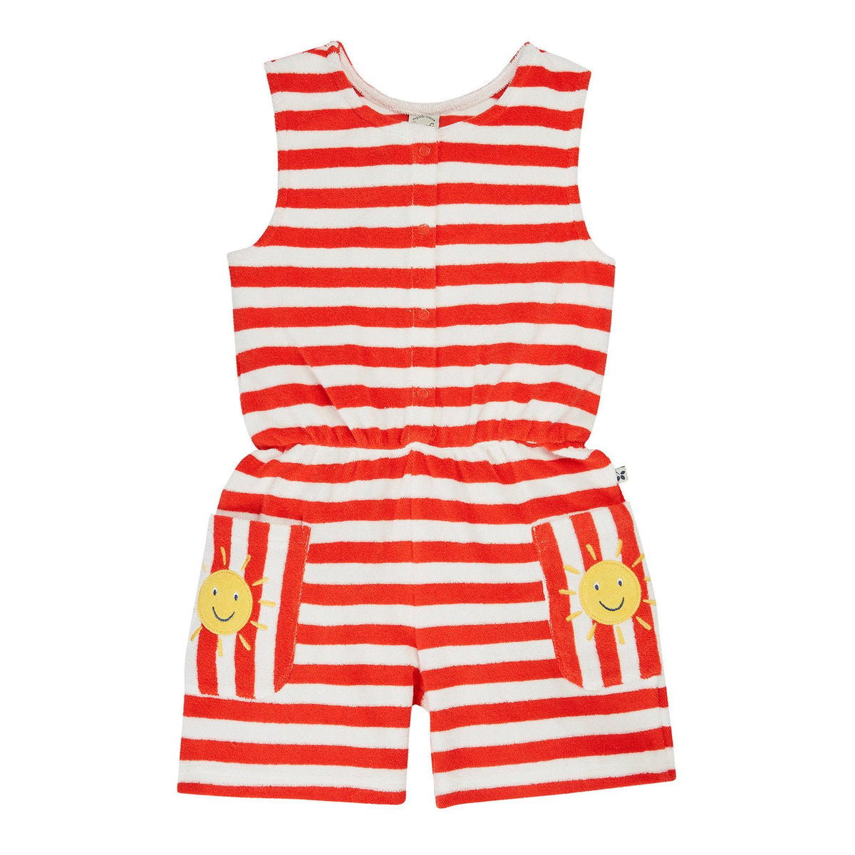 Papaya Stripe/Sun Harlyn Towelling Playsuit-Frugi-Modern Rascals