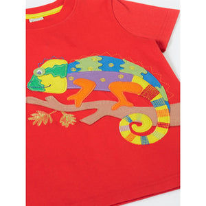 Papaya/Chameleon Carsen Circular T-Shirt - 2 Left Size 7-8 & 8-9 years-Frugi-Modern Rascals