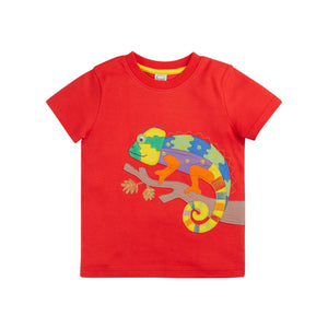 Papaya/Chameleon Carsen Circular T-Shirt - 2 Left Size 7-8 & 8-9 years-Frugi-Modern Rascals