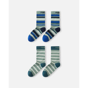 Parit Wool Blend Socks - 2 Pack - Stone Green Stripe-Reima-Modern Rascals