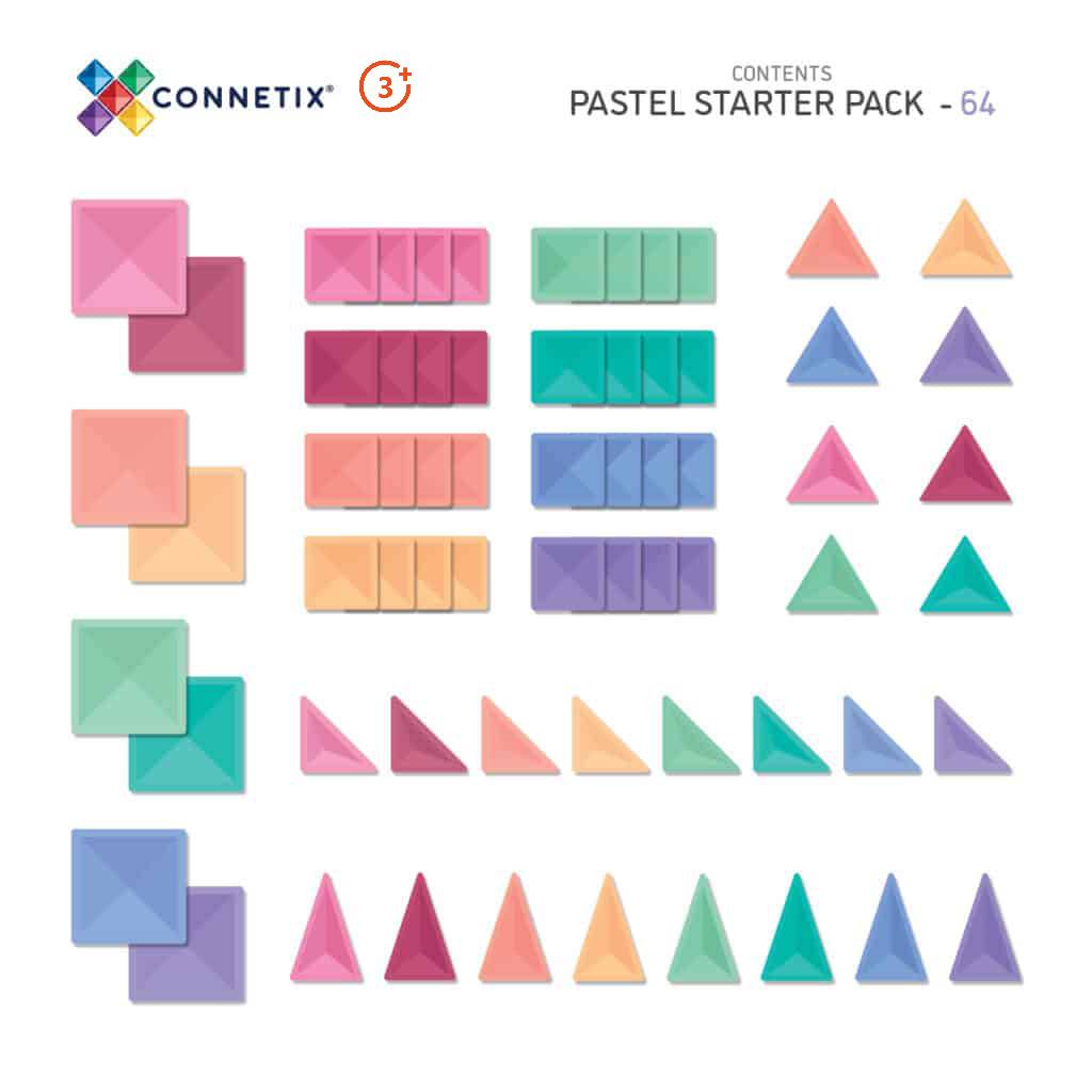 Pastel Starter Pack - 64 Pieces-Connetix-Modern Rascals