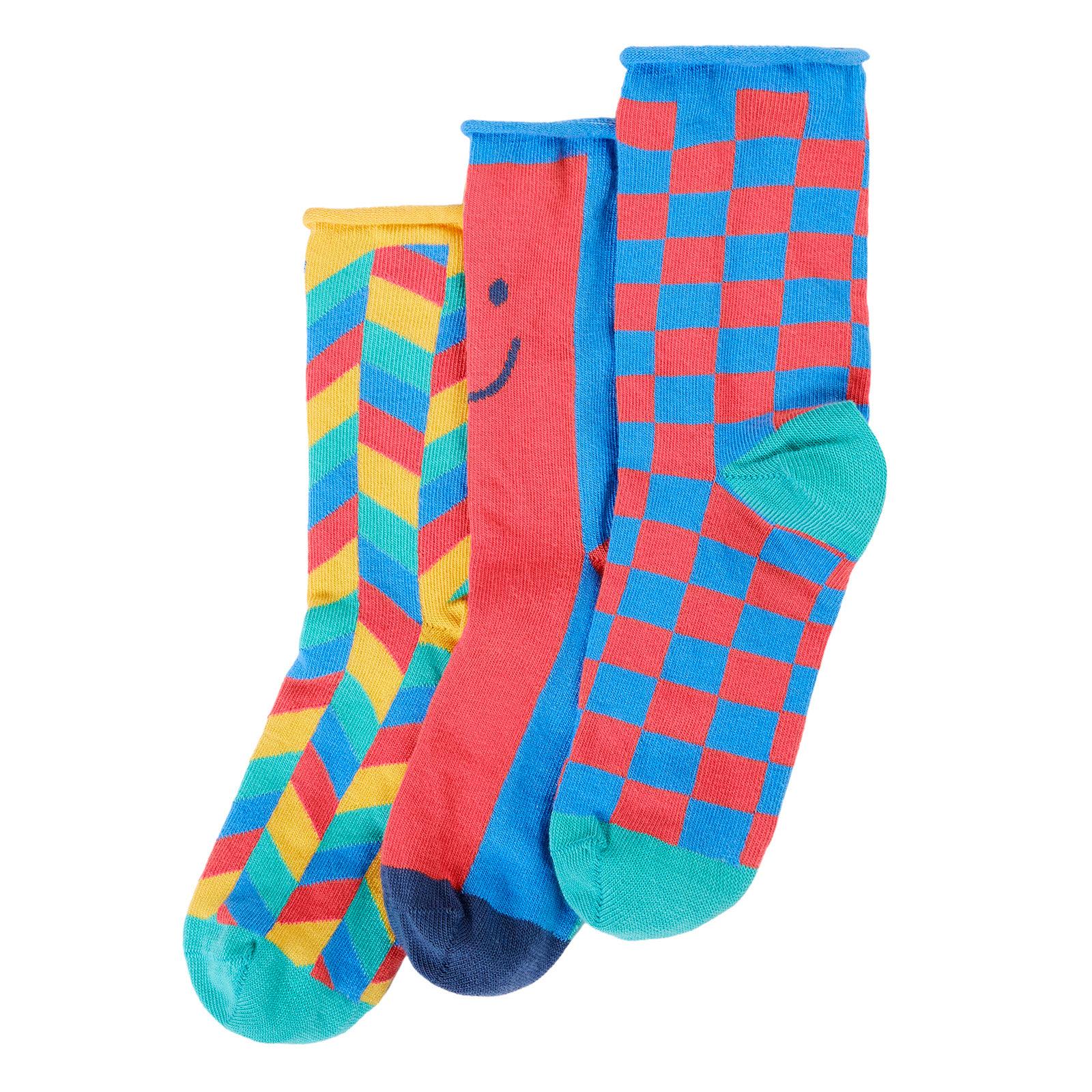 Patchwork Roly Bamboo Socks - 3 Pack - 2 Left Size 2-4 years-Frugi-Modern Rascals