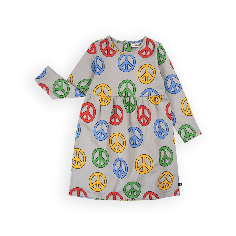 Peace Long Sleeve Skater Dress - 1 Left Size 8-10 years-CARLIJNQ-Modern Rascals