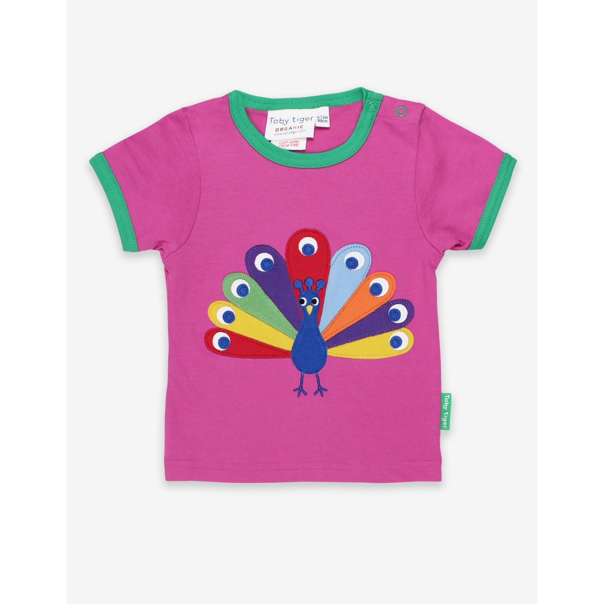 Peacock Applique Short Sleeve Shirt - 1 Left Size 12-18 months-Toby Tiger-Modern Rascals