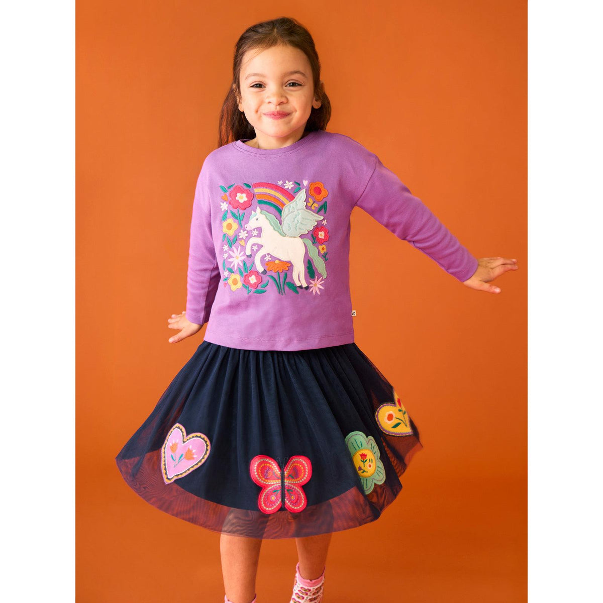 Periwinkle / Pegasus Bethany Applique Top-Frugi-Modern Rascals