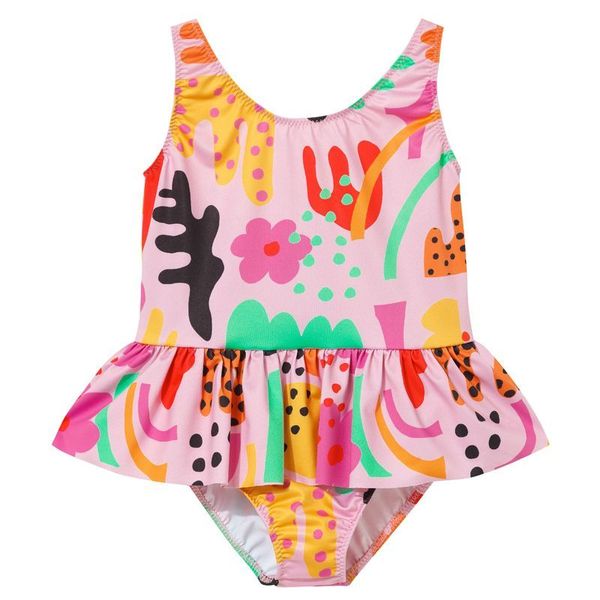 Pink Abstract One-Piece Swimsuit - 1 Left Size 10-12 years-KuKuKid-Modern Rascals